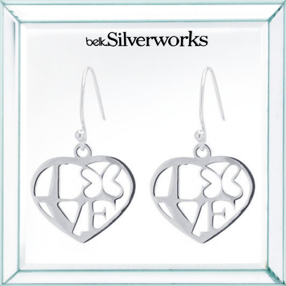 SILVERWORKS Sterling Silver ❤️ Love Earrings